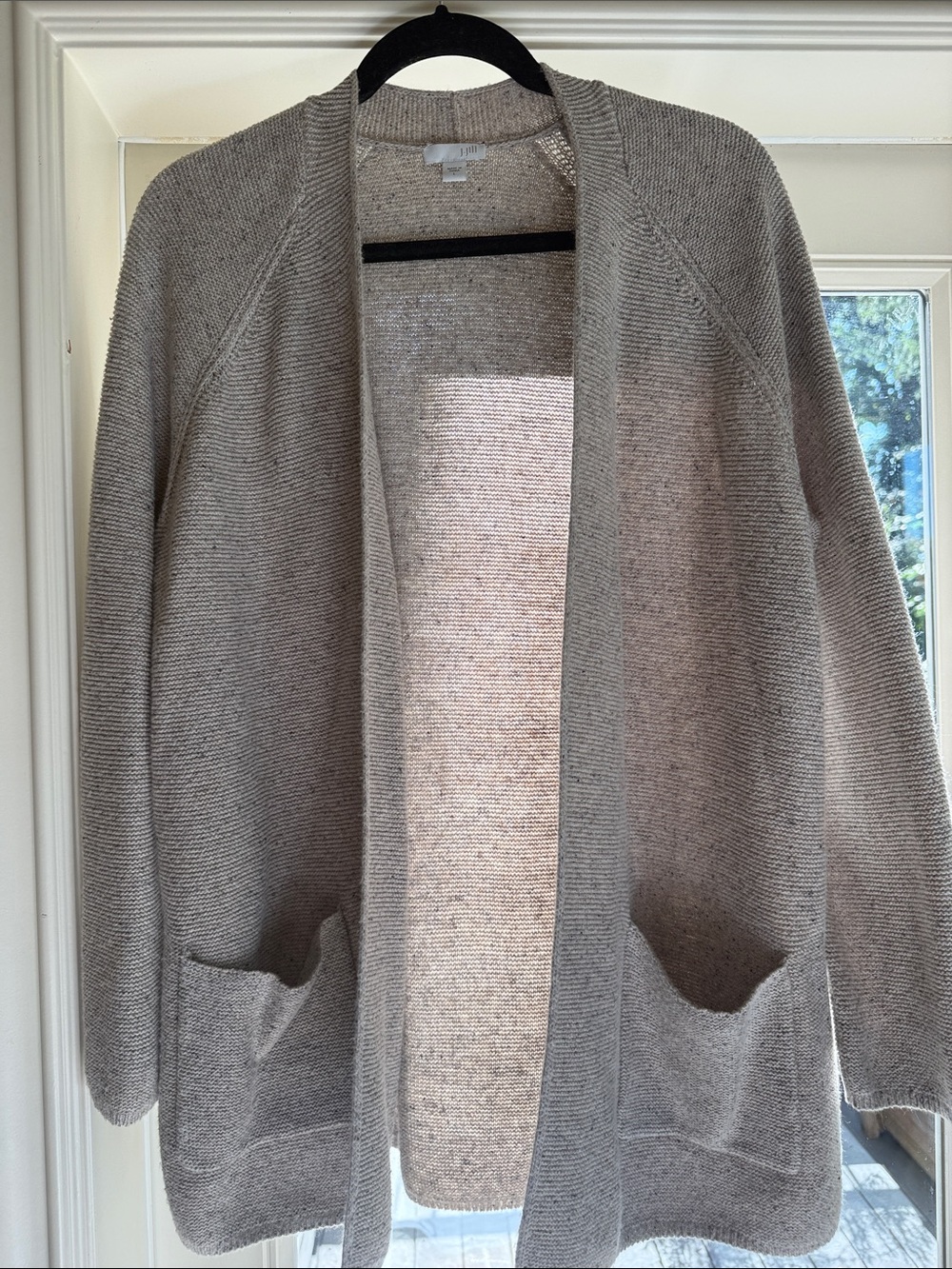 J. Jill Neutral Heather Open-Front Pocket Cardigan